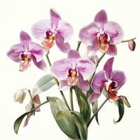 orchid detailed watercolor painting fruit vegetable clipart botanical realistic illustration photo