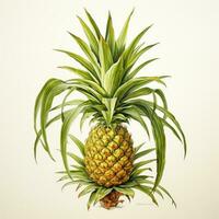 ananas detailed watercolor painting fruit vegetable clipart botanical realistic illustration photo