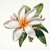 plumeria detailed watercolor painting fruit vegetable clipart botanical realistic illustration photo