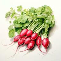 radish detailed watercolor painting fruit vegetable clipart botanical realistic illustration photo