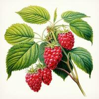 frambuesas detallado acuarela pintura Fruta vegetal clipart botánico realista ilustración foto
