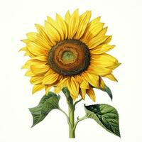 sunflower detailed watercolor painting fruit vegetable clipart botanical realistic illustration photo