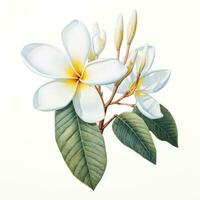 white frangipani detailed watercolor painting fruit vegetable clipart botanical realistic illustration photo