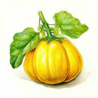 pumpkin detailed watercolor painting fruit vegetable clipart botanical realistic illustration photo
