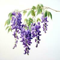 wisteria detailed watercolor painting fruit vegetable clipart botanical realistic illustration photo