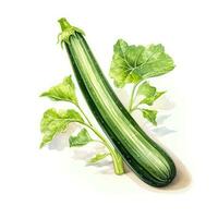 zucchini detailed watercolor painting fruit vegetable clipart botanical realistic illustration photo