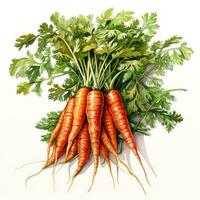 carrots detailed watercolor painting fruit vegetable clipart botanical realistic illustration photo