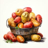 potato detailed watercolor painting fruit vegetable clipart botanical realistic illustration photo