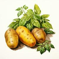 potato detailed watercolor painting fruit vegetable clipart botanical realistic illustration photo