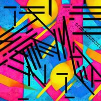 expressive graffiti neon artistic playful illustration design print geometric acid shapes style photo