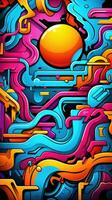 expressive graffiti neon artistic playful illustration design print geometric acid shapes style photo