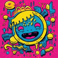 expressive graffiti neon artistic playful illustration design print geometric acid shapes style photo