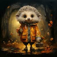 hedgehog mysterious fantasy dark illustration creepy painting magic drawing book artwork photo