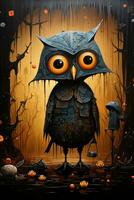 owl mysterious fantasy dark illustration creepy painting magic drawing book artwork photo