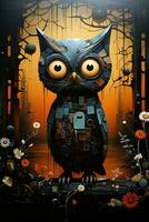 owl mysterious fantasy dark illustration creepy painting magic drawing book artwork photo