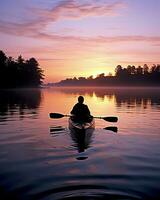 meditation boating kayak water silence freedom landscape peaceful morning rowing isolated photo