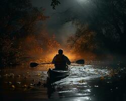 meditation boating kayak water silence freedom landscape peaceful morning rowing isolated photo