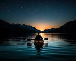 meditation boating kayak water silence freedom landscape peaceful morning rowing isolated photo