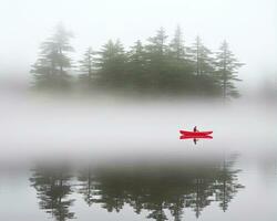 meditation boating kayak water silence freedom landscape peaceful morning rowing isolated photo