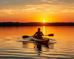 meditation boating kayak water silence freedom landscape peaceful morning rowing isolated photo