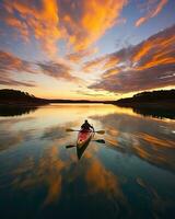 meditation boating kayak water silence freedom landscape peaceful morning rowing isolated photo