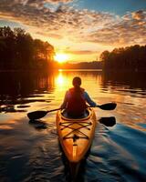 meditation boating kayak water silence freedom landscape peaceful morning rowing isolated photo