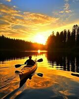 meditation boating kayak water silence freedom landscape peaceful morning rowing isolated photo