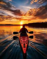 meditation boating kayak water silence freedom landscape peaceful morning rowing isolated photo