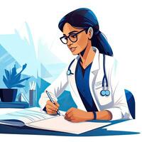 medic doctor flat vector clipart illustration website style profession job isolated collection photo