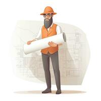 foreman designer flat vector clipart illustration website style profession isolated job work photo