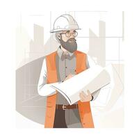 foreman designer flat vector clipart illustration website style profession isolated job work photo