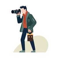 fotografía periodista plano vector clipart ilustración sitio web estilo profesión trabajo aislado foto