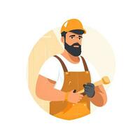 repairman technician flat vector clipart illustration website style profession job isolated photo