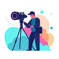 photograph journalist flat vector clipart illustration website style profession job isolated photo