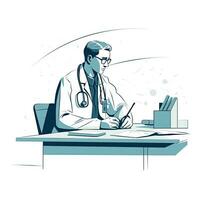 medic doctor flat vector clipart illustration website style profession job isolated collection photo