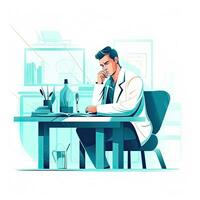 medic doctor flat vector clipart illustration website style profession job isolated collection photo