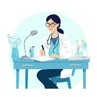 medic doctor flat vector clipart illustration website style profession job isolated collection photo