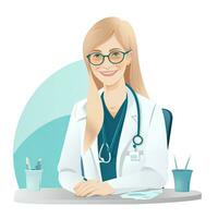 medic doctor flat vector clipart illustration website style profession job isolated collection photo