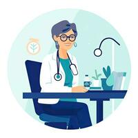 medic doctor flat vector clipart illustration website style profession job isolated collection photo