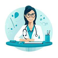 medic doctor flat vector clipart illustration website style profession job isolated collection photo