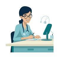 medic doctor flat vector clipart illustration website style profession job isolated collection photo