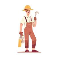 workman builder flat vector clipart illustration website style profession job isolated photo
