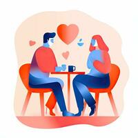romantic together flat vector clipart illustration website style profession job isolated photo