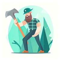 worker lumber flat vector clipart illustration website style profession job isolated collection photo