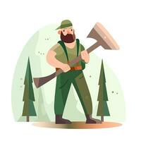 worker lumber flat vector clipart illustration website style profession job isolated collection photo