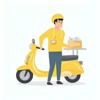 delivery courier flat vector clipart illustration website style profession isolated collection photo