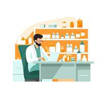 scientist laboratory flat vector clipart illustration website style profession job isolated photo