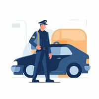 oficial policía plano vector clipart ilustración sitio web estilo profesión trabajo aislado colección foto