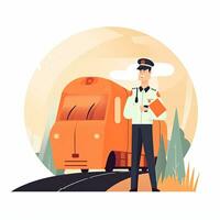 train driver flat vector clipart illustration website style profession job isolated collection photo