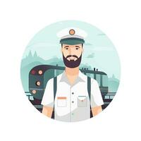 train driver flat vector clipart illustration website style profession job isolated collection photo